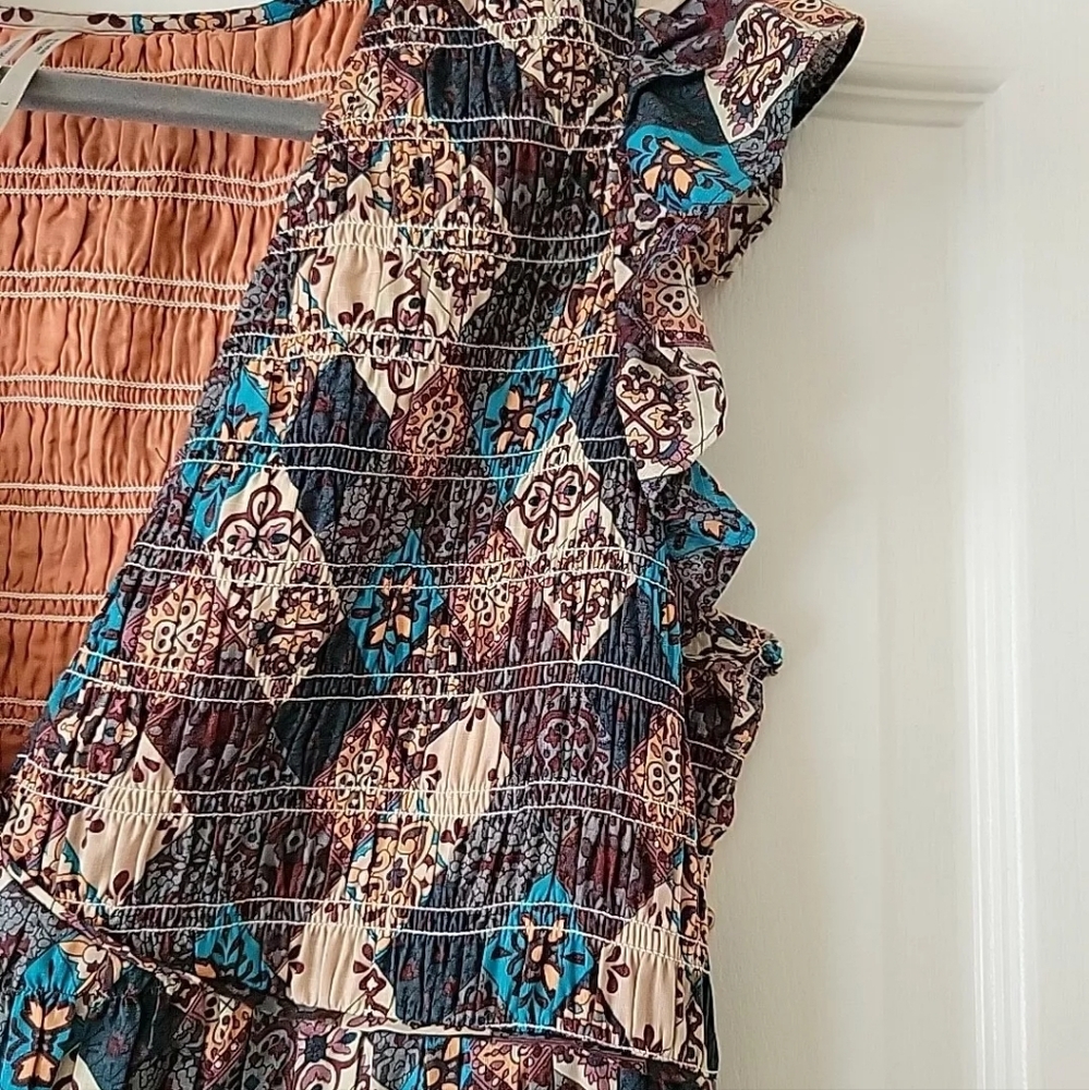 Anthropologie Perigrine Midi Dress patchwork tile pattern MEDIUM Like New - Picture 4 of 8